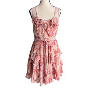 LC LAUREN CONRAD BEAUTIFUL FLOWY FLORAL DRESS IN BLUSH COLORS, SZ. 8